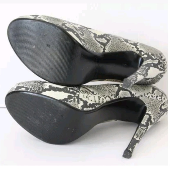 Colin Stuart Leather Heels Platform Shoes Peep Toe Snake skin - Picture 7 of 7